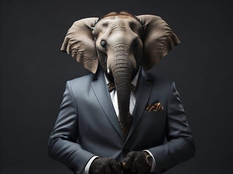 Elephant portrait in elegant suit