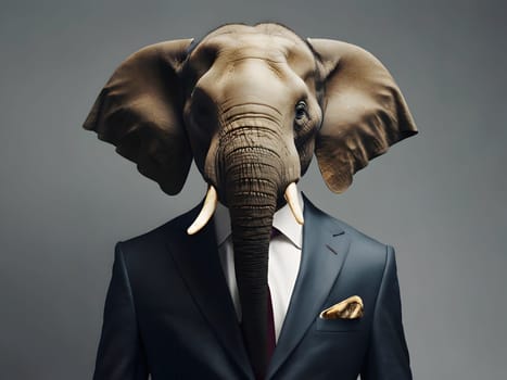 Elephant portrait in elegant suit