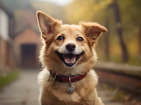 Happy dog portrait having fun outdoors