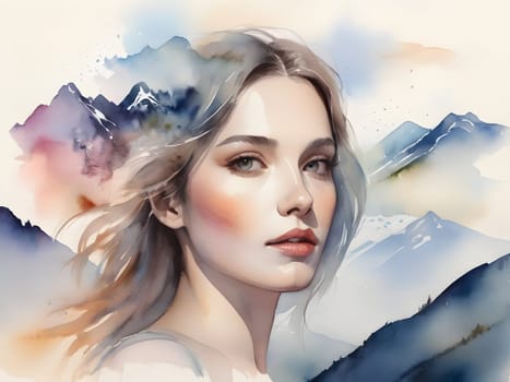 Abstract art of woman with nature double exposure