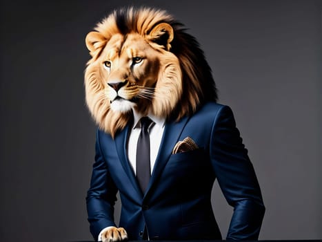 Lion portrait in the elegant suit