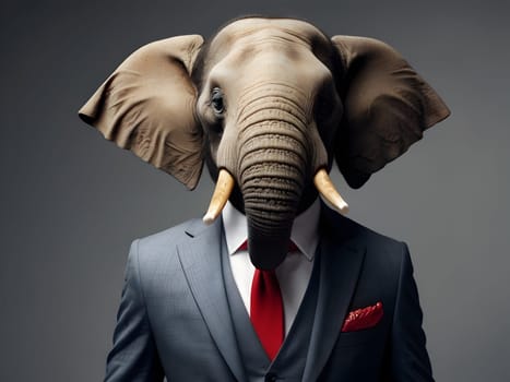 Elephant portrait in elegant suit