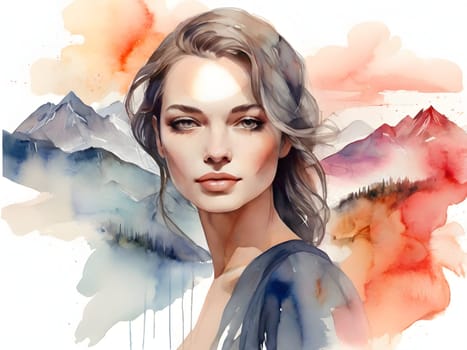 Abstract art of woman with nature double exposure