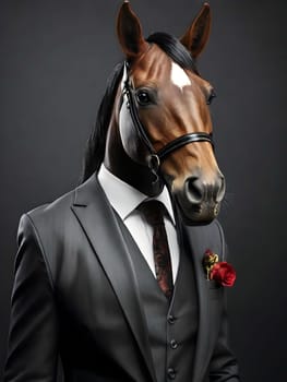 Horse portrait in the elegant suit