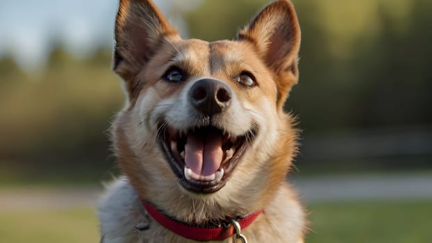 Happy dog portrait having fun outdoors