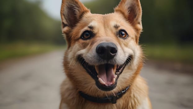 Happy dog portrait having fun outdoors