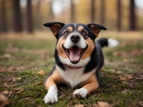 Happy dog portrait having fun outdoors