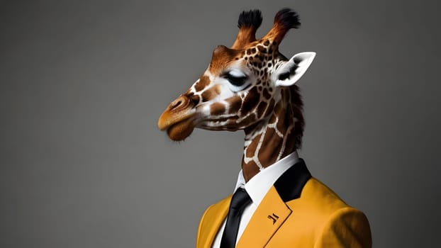 Giraffe portrait in the elegant suit