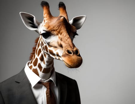 Giraffe portrait in the elegant suit