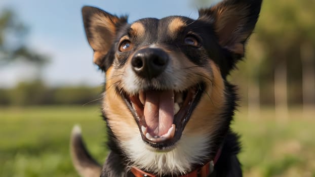 Happy dog portrait having fun outdoors