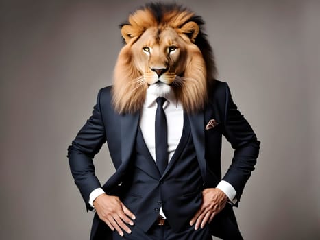 Lion portrait in the elegant suit