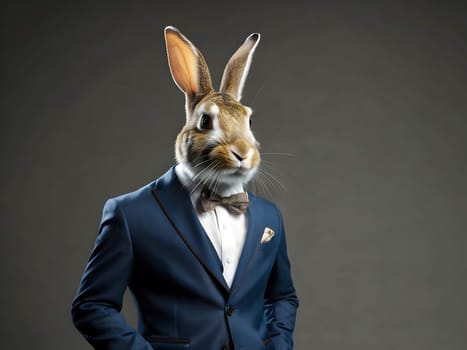 Rabbit portrait in the elegant suit