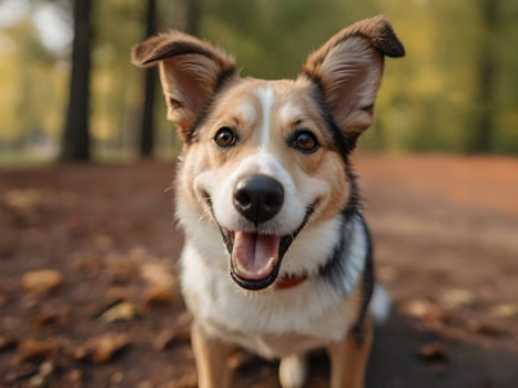 Happy dog portrait having fun outdoors
