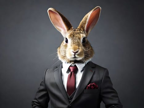 Rabbit portrait in the elegant suit
