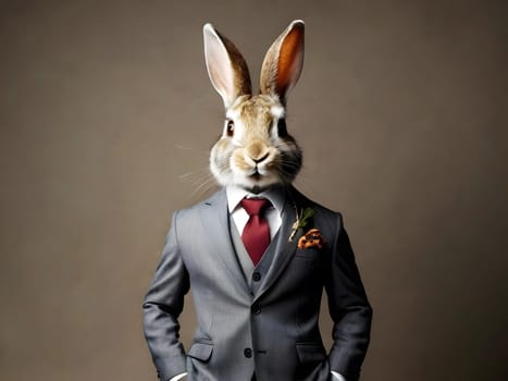 Rabbit portrait in the elegant suit