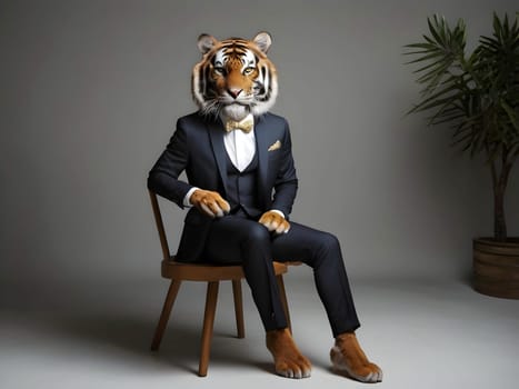 Tiger portrait in the suit