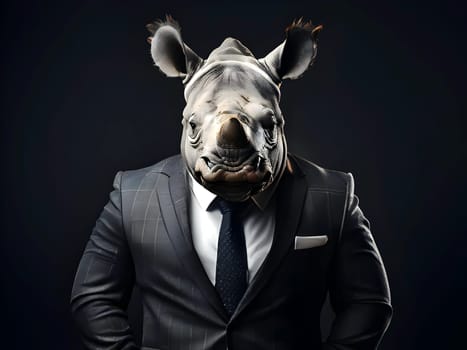 Rhino portrait in the suit