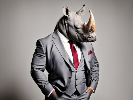 Rhino portrait in the suit