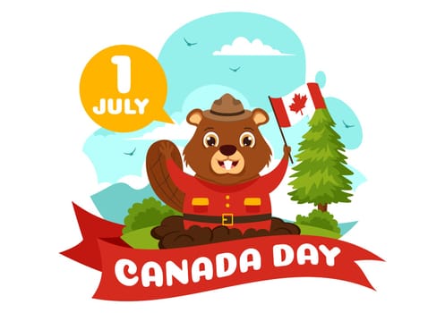 Happy Canada Day Vector Illustration Celebration in 1st July with Maple and Ribbon in National Holiday Flat Cartoon Background