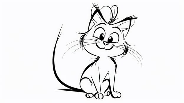 Indulge in the antics of this comical black and white cartoon featuring a witty cat, drawn with playful charm and humorous appeal.