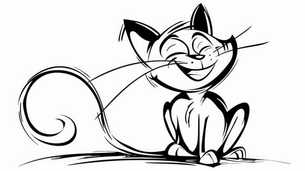 Indulge in the antics of this comical black and white cartoon featuring a witty cat, drawn with playful charm and humorous appeal.