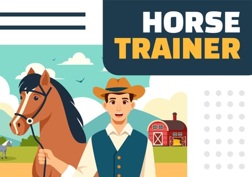 Horse Trainer Social Media Background Flat Cartoon Hand Drawn Templates Illustration