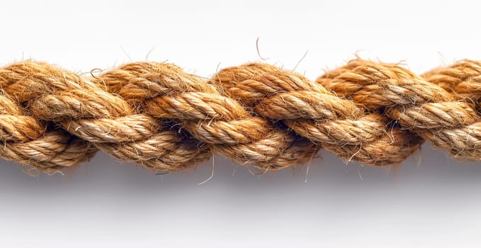 Top view of arranged nautical rope isolated on white AI generated image