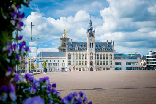 Sint-Niklaas, Belgium, Arpil 1st 2024: View on Sint-Niklaas town hall and market square