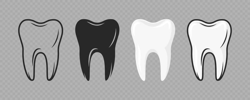 Vector Cartoon Tooth. Design Template for Promoting Dental Care and Toothpaste. Healthy Oral Hygiene Concept. Flat Vector Tooth. Front View.