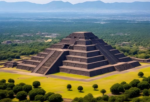 AI generated of the pyramid of the sun in mexico