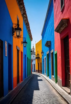 AI generated of colorful houses in san miguel de allende, mexico