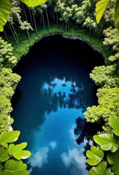 AI generated of a blue hole in the middle of a forest