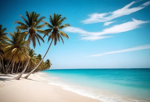 AI generated of palm trees on the beach are on a sunny day