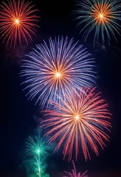 AI generated of colorful fireworks in the night sky