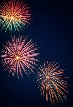 AI generated of fireworks on a dark blue background