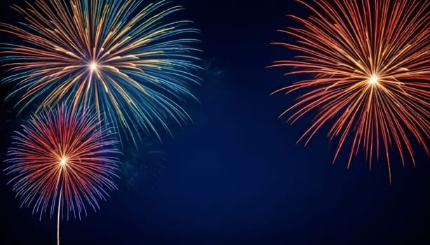 AI generated of fireworks on blue background