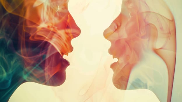 Two individuals are seen touching each other affectionately. The couple is engaged in a warm embrace, showing a connection and intimacy between them.