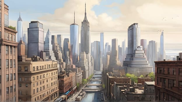 New York city watercolor drawing