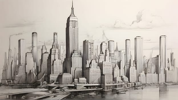 New York city watercolor drawing