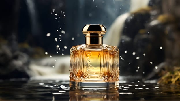 Luxury perfume bottle in the nature
