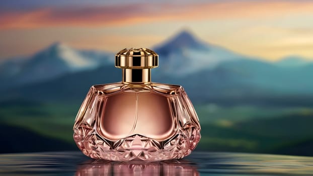 Luxury perfume bottle in the nature