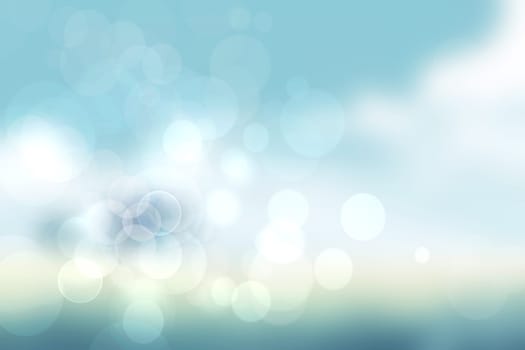 Abstract gradient light blue turquoise yellow green shiny blurred background texture with circular bokeh lights. Beautiful fresh backdrop. Space for design.