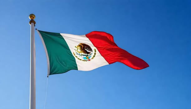 AI generated of mexico's flag on clear blue sky background