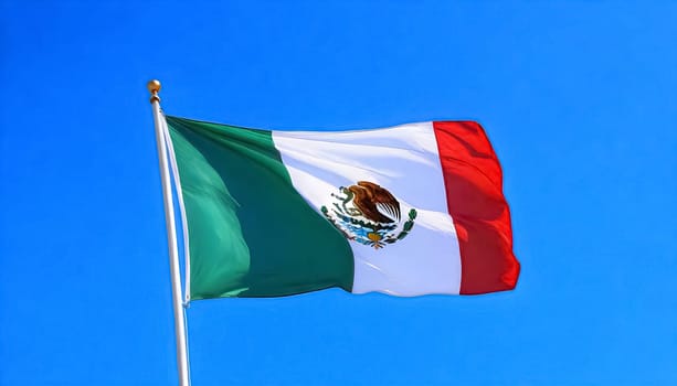 AI generated of mexico flag on a clear blue sky background