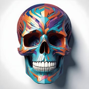 AI generated of a skull with colorful designs on it