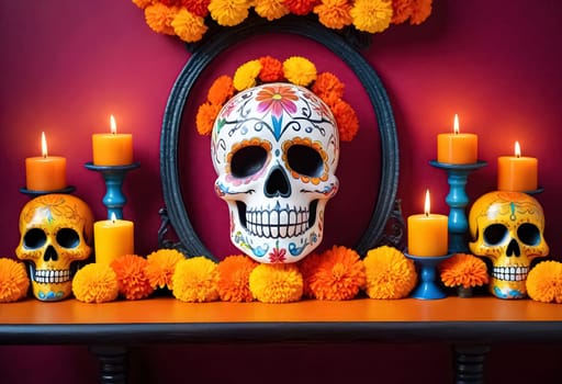 AI generated of day of the dead altar decorations