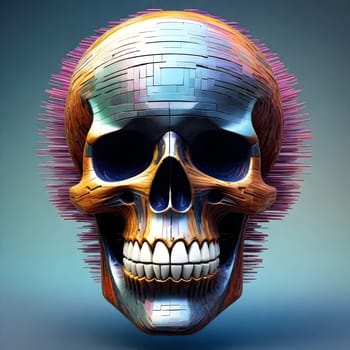 AI generated of a skull with colorful spikes on it