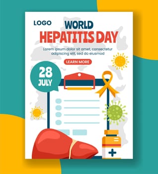 Hepatitis Day Vertical Poster Flat Cartoon Hand Drawn Templates Background Illustration