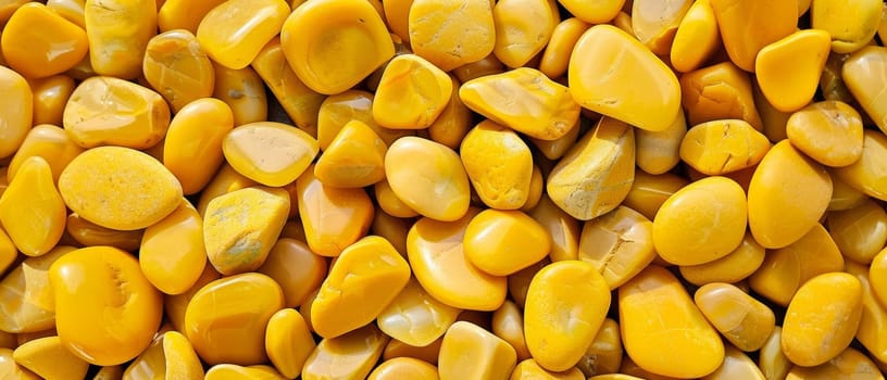 Landscape orientation of bright yellow pebbles mixed with subtle grey elements, suitable for natural backgrounds
