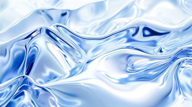 Close-up of blue and white fabric that is flowing